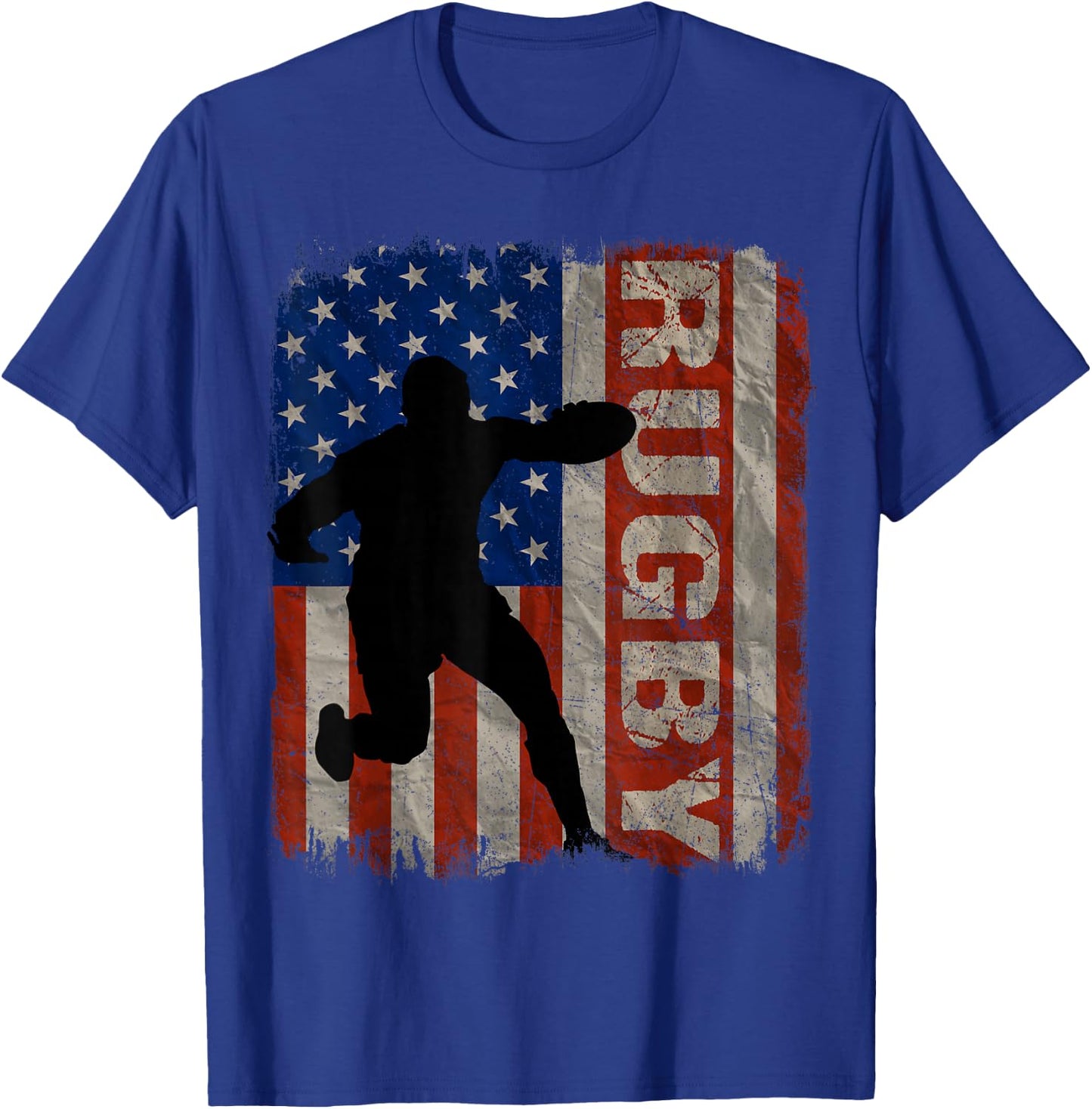 Rugby USA American Flag Vintage 4th Of July Gift T-Shirt - T-Shirt | Royal