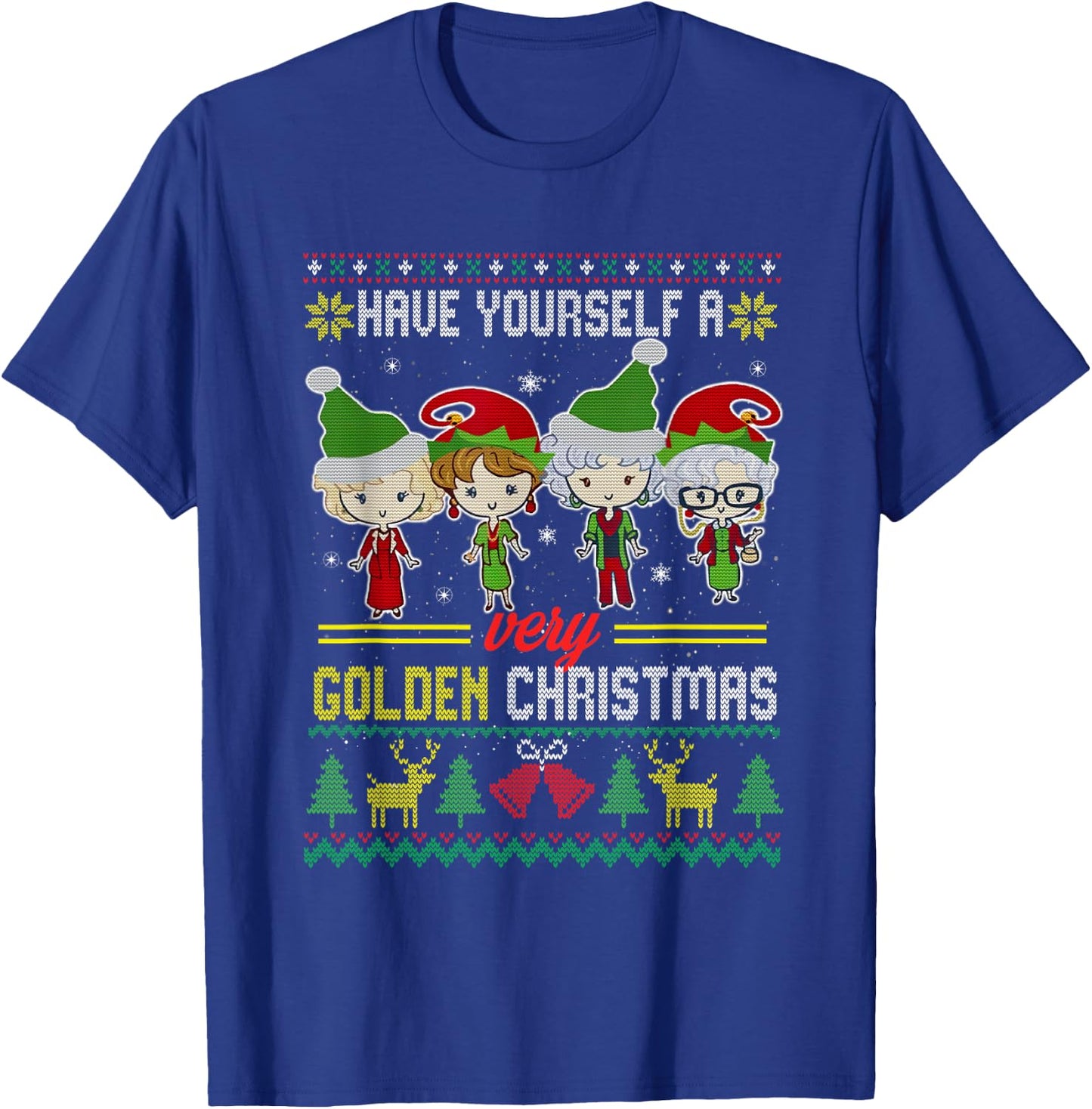 Have Yourself A Very Golden Christmas Xmas Pajamas Ugly T-Shirt - T-Shirt | Royal
