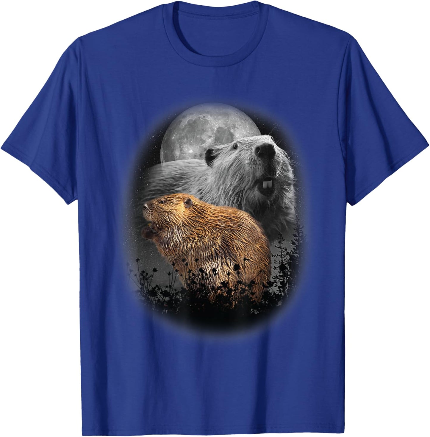 Beaver Illustration Moon Beaver Lovers T-Shirt - T-Shirt | Royal