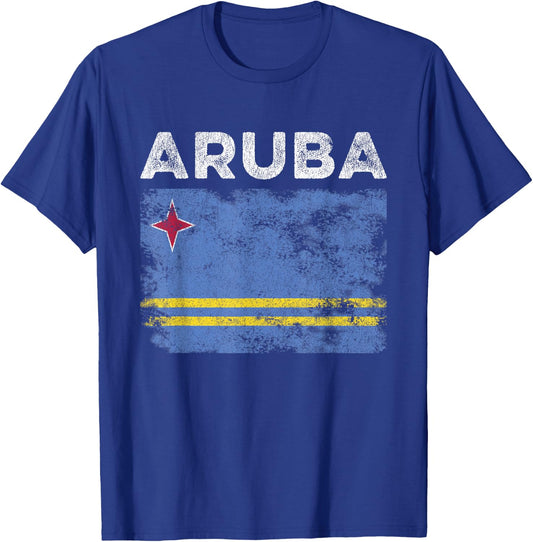 Aruba Flag Distressed - Men Women Kids - Aruban Flag T-Shirt - T-Shirt | Royal