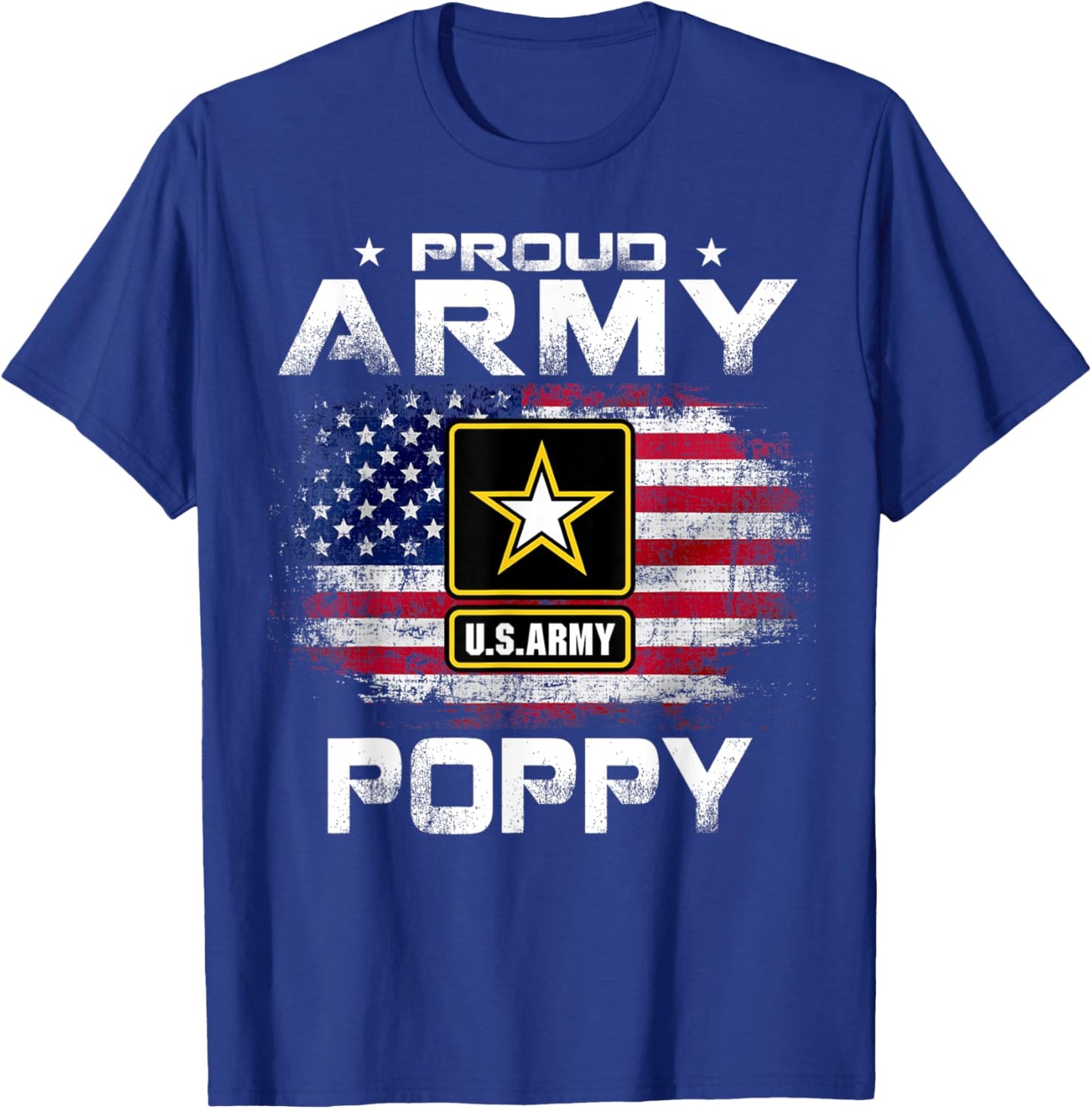 Proud Army Poppy With American Flag For Veteran Gift Women Kids Men T-Shirt - T-Shirt | Royal