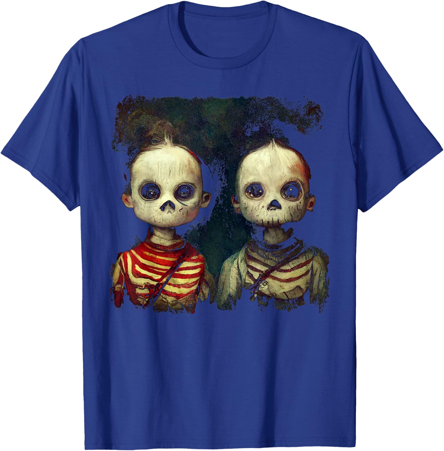 Creepy Skeleton Twins Shirt Aesthetic Horror Goth Halloween T-Shirt - T-Shirt | Royal