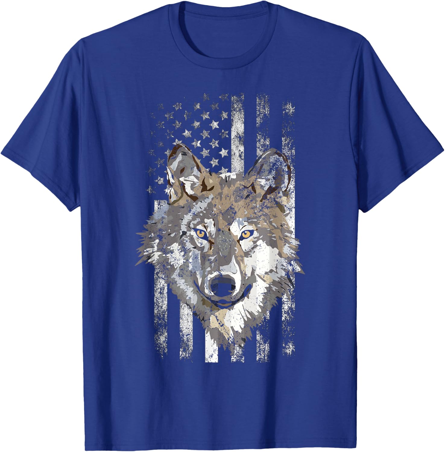 American Flag Wolf Lover American USA Grey Patriotic Wolf T-Shirt - T-Shirt | Royal