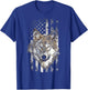American Flag Wolf Lover American USA Grey Patriotic Wolf T-Shirt - T-Shirt | Royal