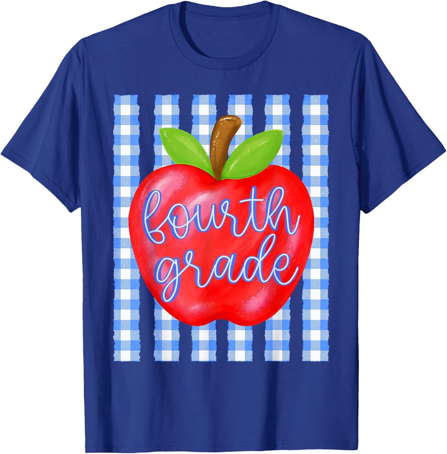 Striped Apple Fourth Grade Back to School Teachers Kids T-Shirt - T-Shirt | Royal