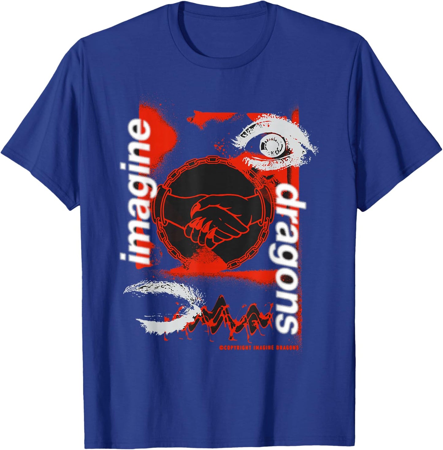 Official Imagine Dragons Handshake Black T-Shirt - T-Shirt | Royal
