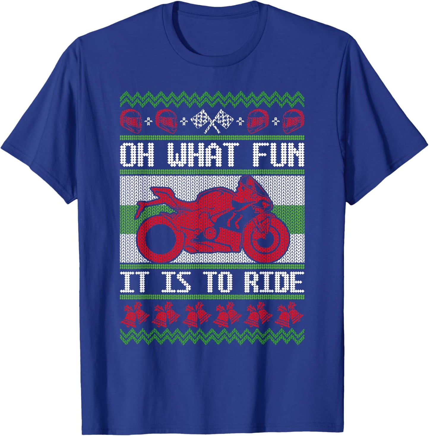 Sport Bike Motorcycle Rider Ugly Christmas Sweater Fun Braap T-Shirt - T-Shirt | Royal