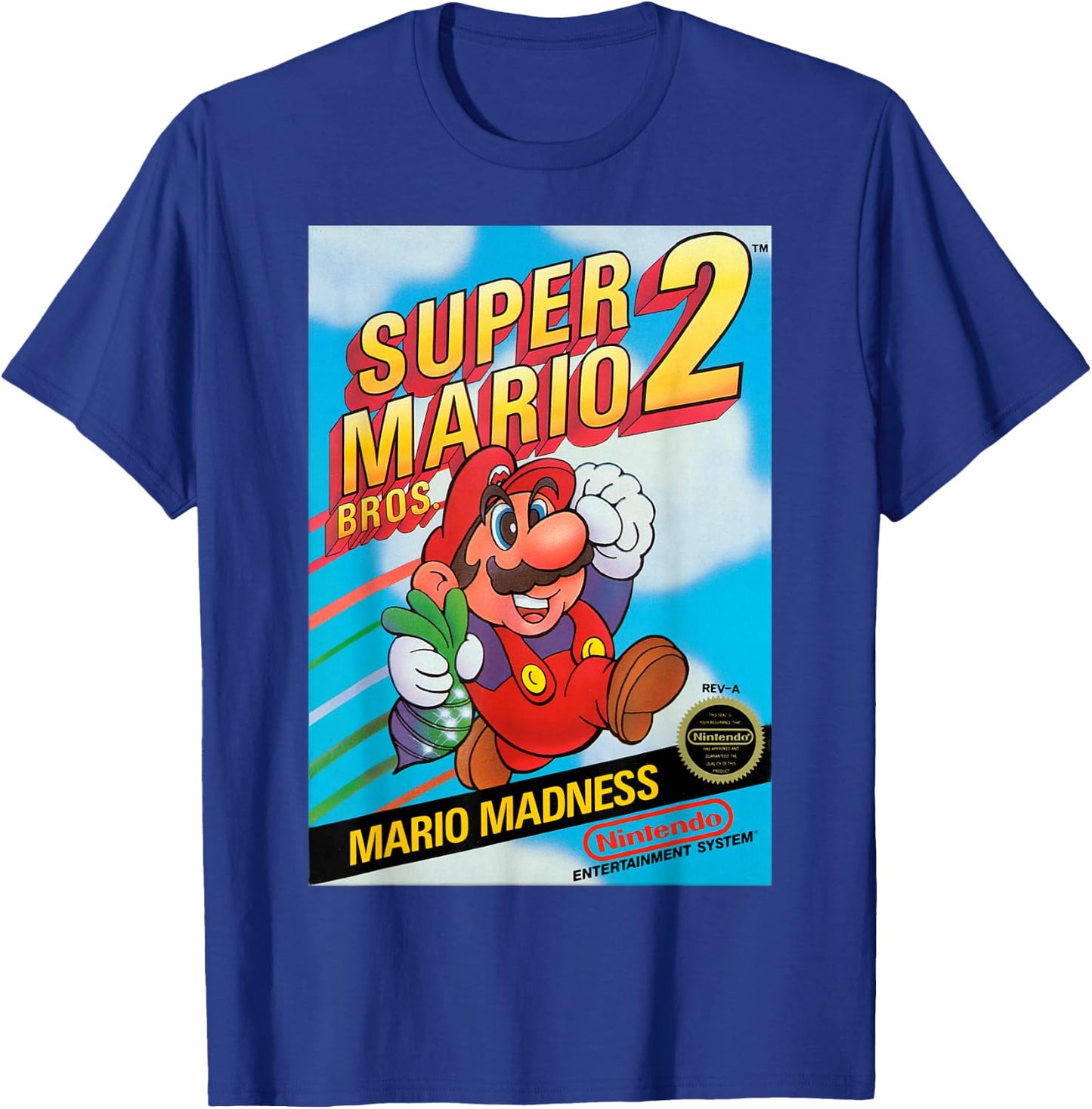 Super Mario Bros 2 Retro Box Art Graphic T-Shirt - T-Shirt | Royal