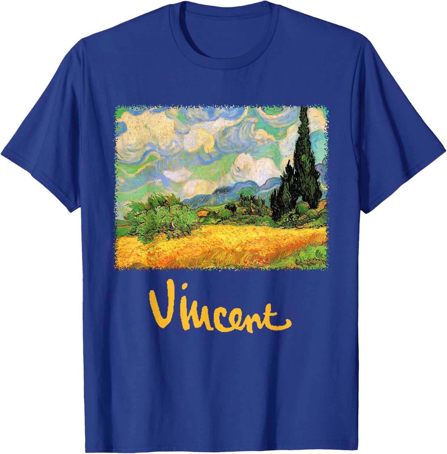 Wheat Field with Cypress Haute Galline by Vincent van Gogh T-Shirt - T-Shirt | Royal