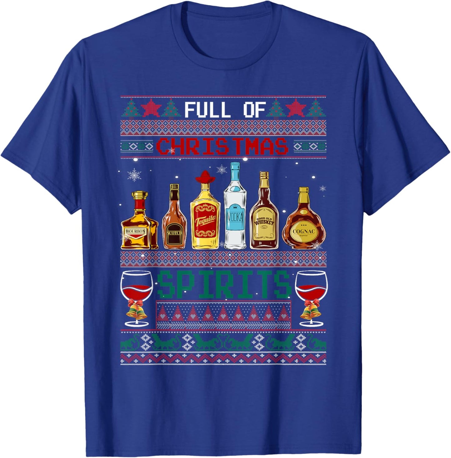 Beer Pajamas Christmas Spirits Drinking Wine Alcohol Xmas T-Shirt - T-Shirt | Royal