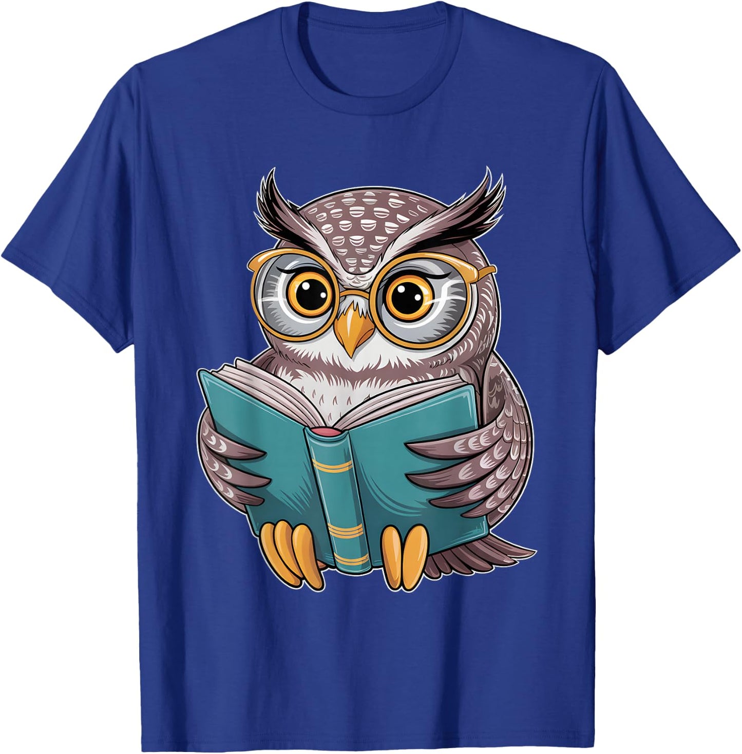 Owl Reading A Book Owls Wearing Glasses Librarian T-Shirt - T-Shirt | Royal