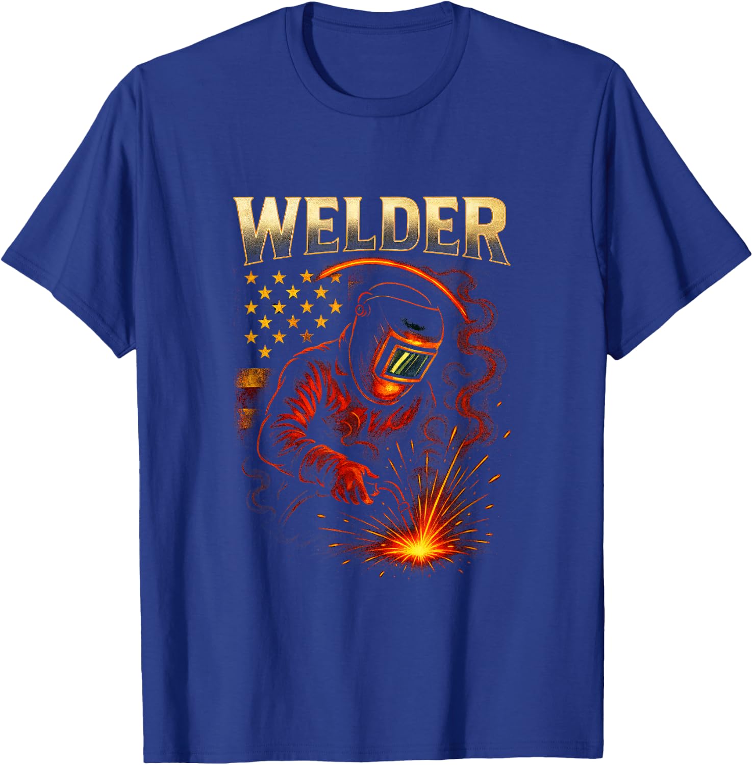 Welder - American Flag Welding Art T-Shirt - T-Shirt | Royal