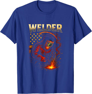 Welder - American Flag Welding Art T-Shirt - T-Shirt | Royal