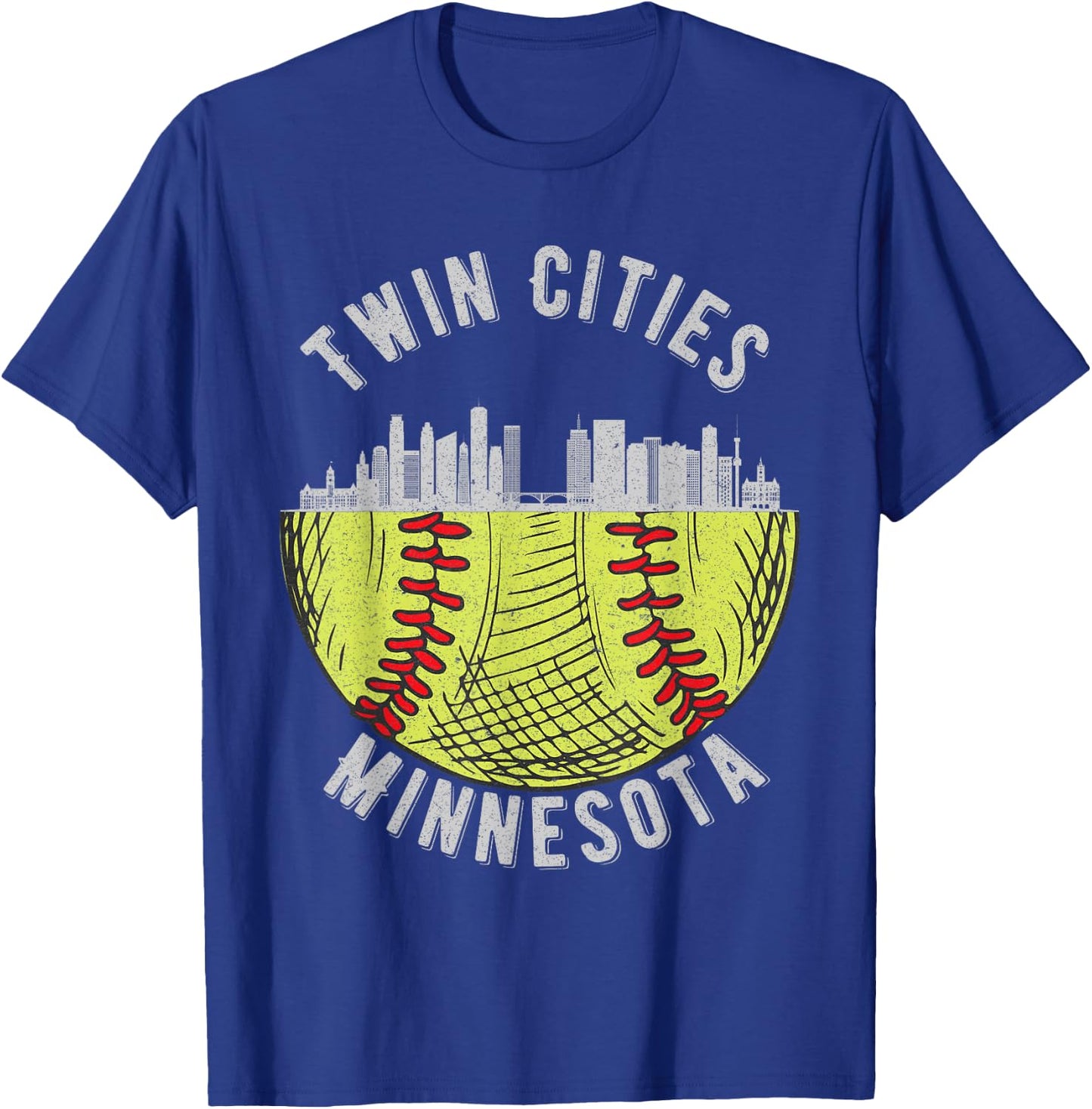 Cool Twin Cities Minnesota MN Softball Skyline St. Paul-MPLS T-Shirt - T-Shirt | Royal