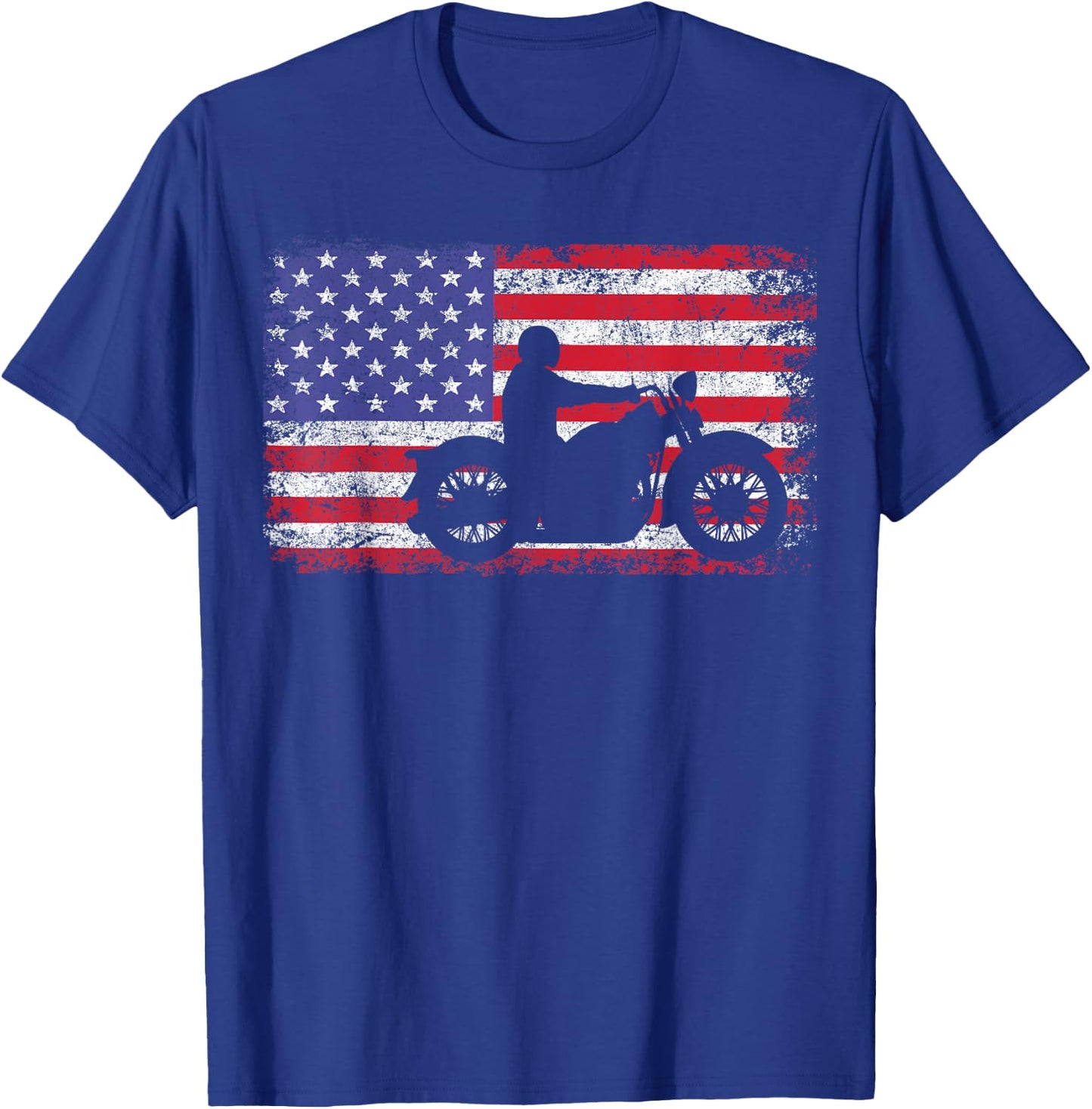 American Flag Biker Motorcycle T-Shirt - T-Shirt | Royal