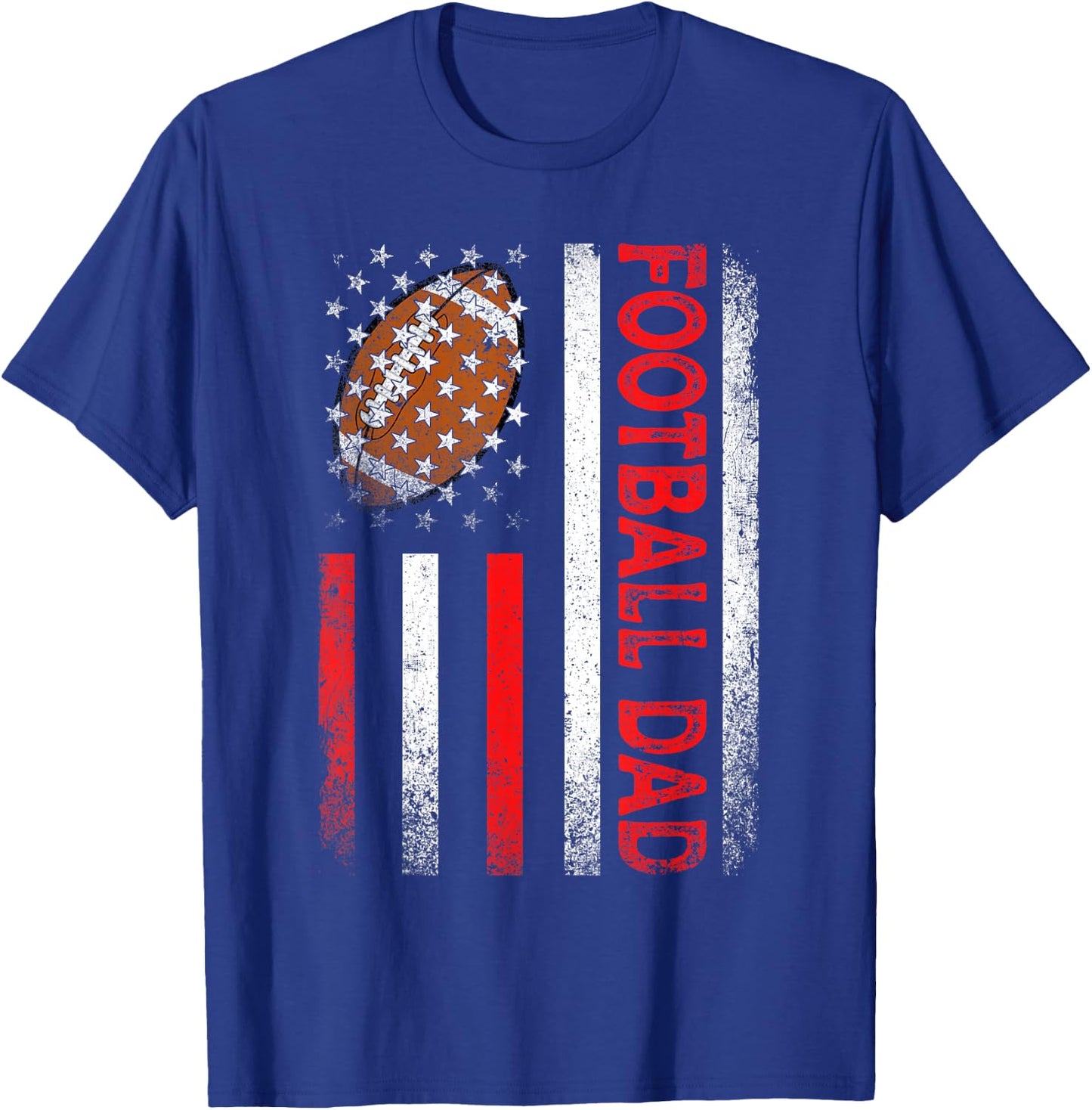 Classic Retro American Flag Football Dad Men Father's Day T-Shirt - T-Shirt | Royal