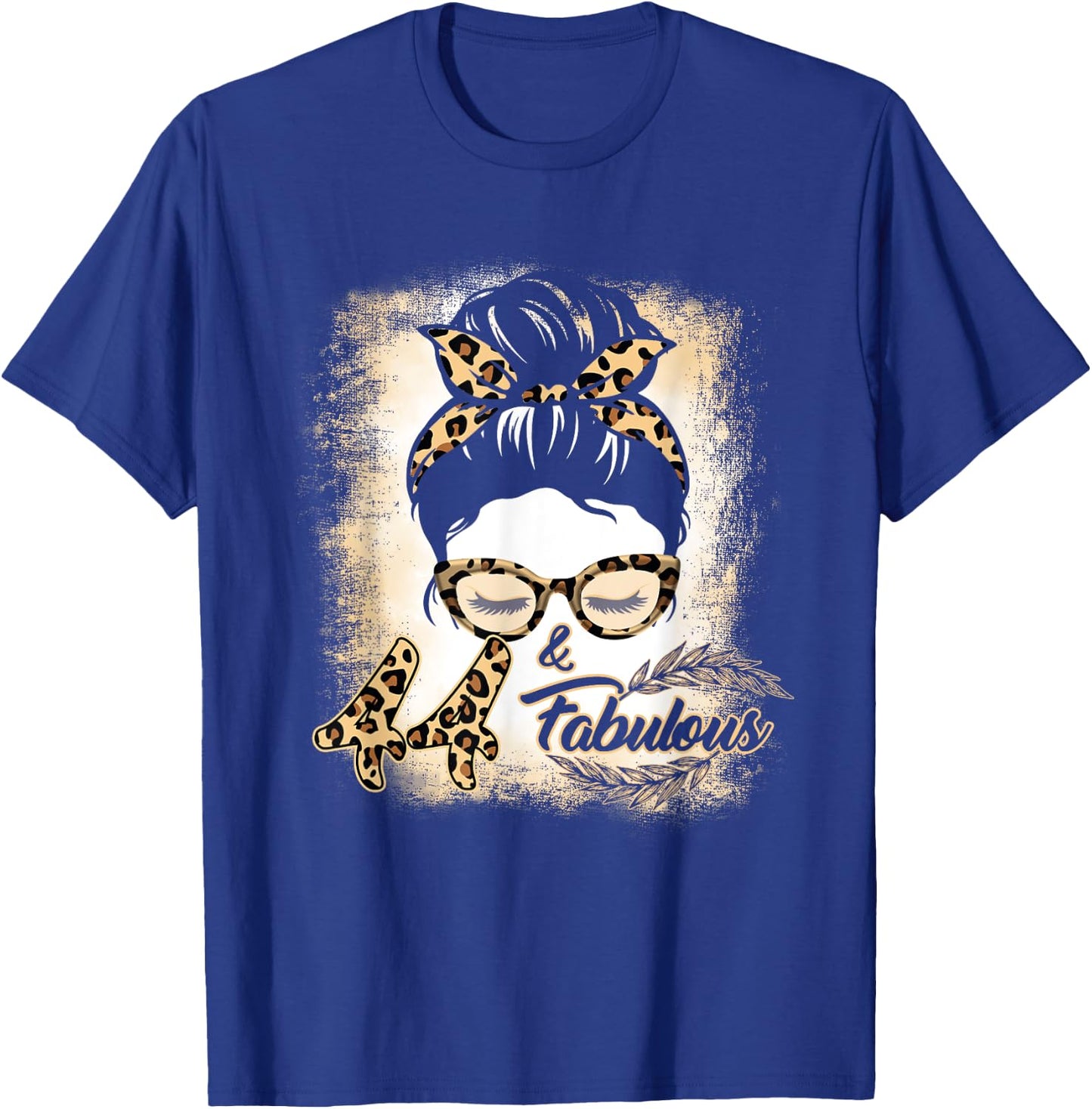 44th Birthday Gift Women Girls 44 Year Old Fabulous Leopard T-Shirt - T-Shirt | Royal