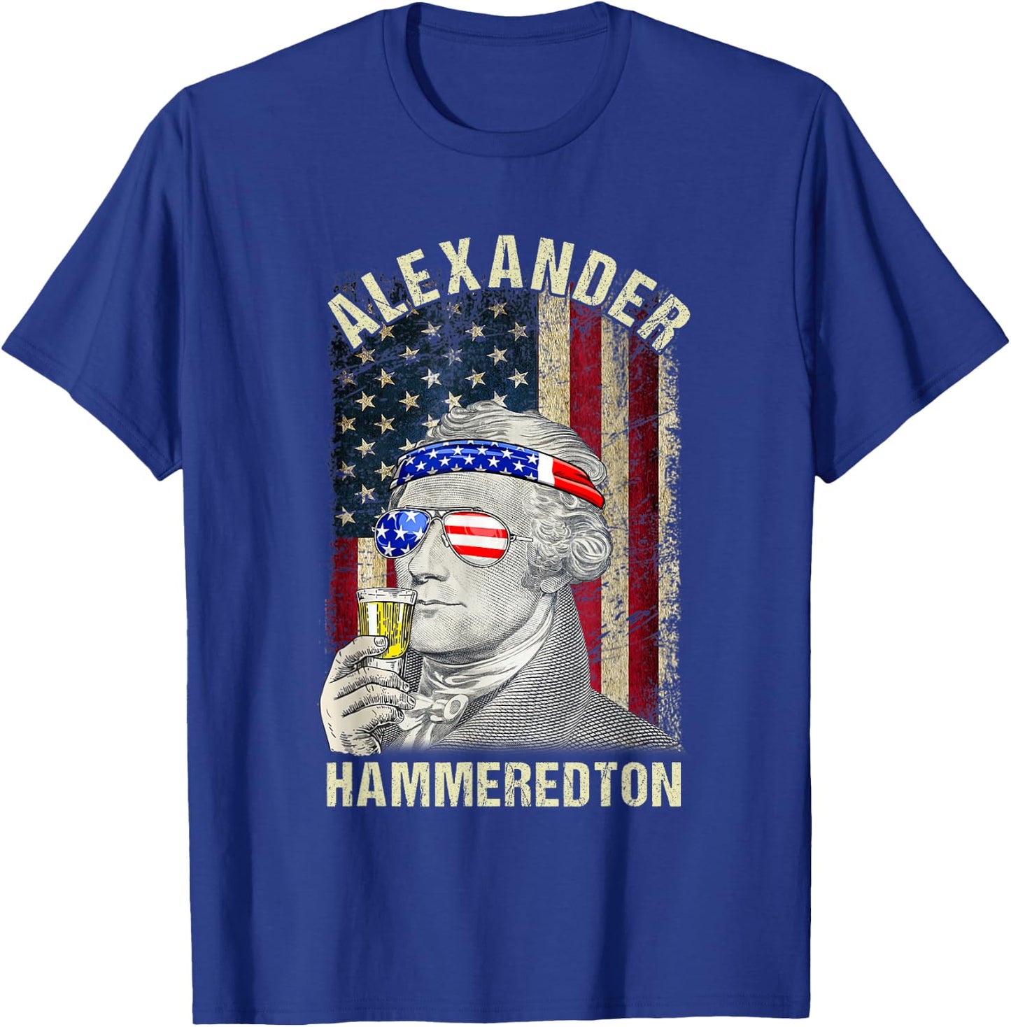 Vintage Alexander Hammeredton Hamiliton USA Flag 4th Of July Men T-Shirt - T-Shirt | Royal