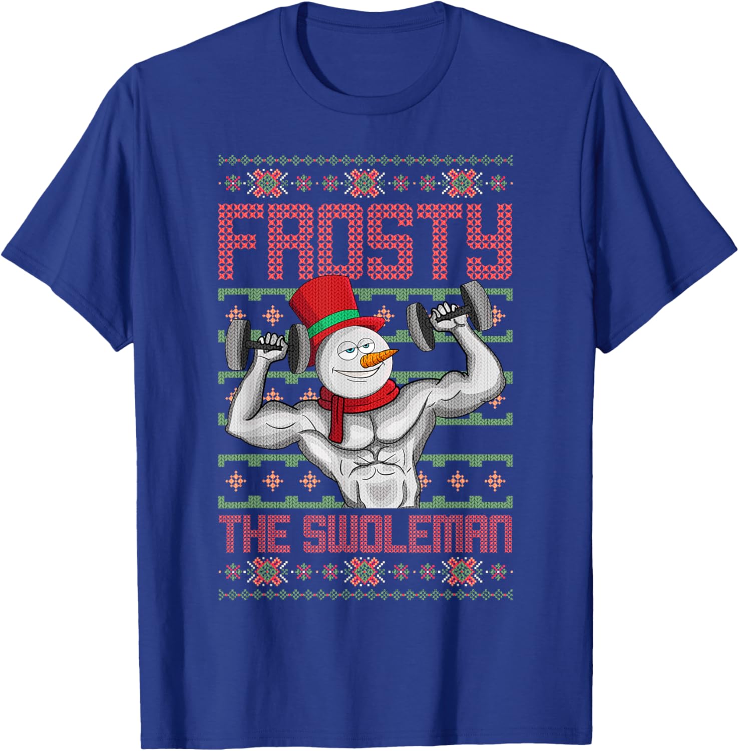 Frosty The Swoleman Snowman Workout Funny Christmas Gym T-Shirt - T-Shirt | Royal