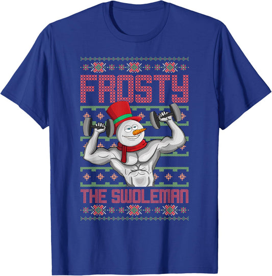 Frosty The Swoleman Snowman Workout Funny Christmas Gym T-Shirt - T-Shirt | Royal