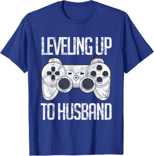 Leveling Up To Husband Groom Gamer Wedding T-Shirt - T-Shirt | Royal