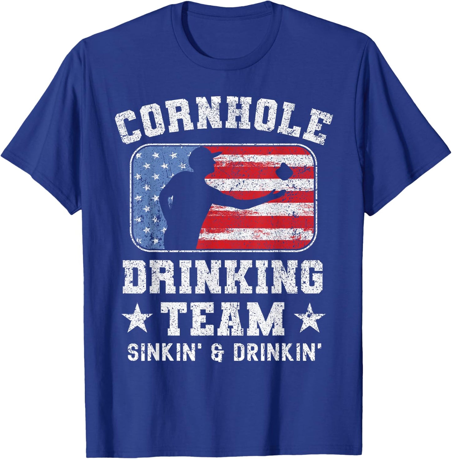 Patriotic Funny Cornhole Drinking Team Sinking and Drinking T-Shirt - T-Shirt | Royal