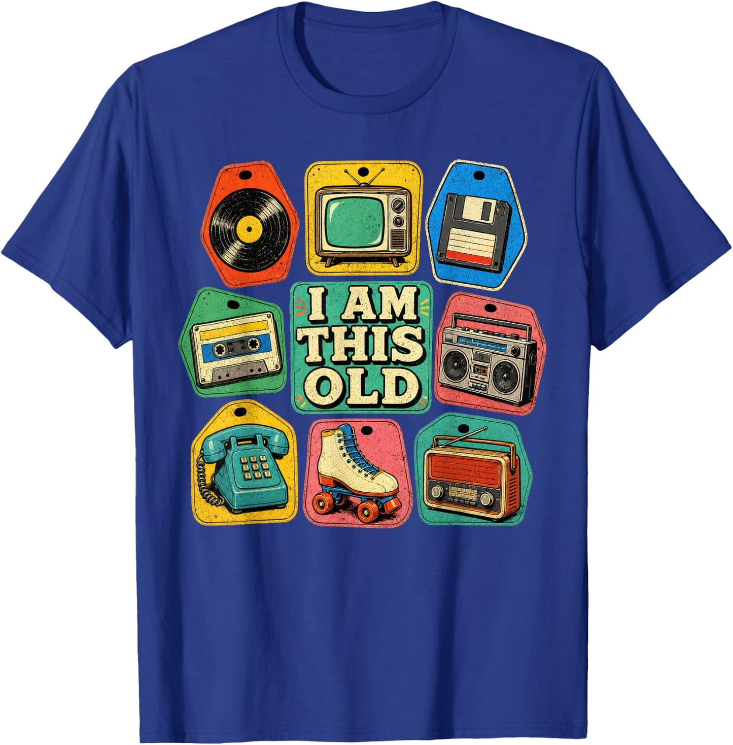I Am This Old Retro Technology Icons Vintage Media Memories T-Shirt - T-Shirt | Royal