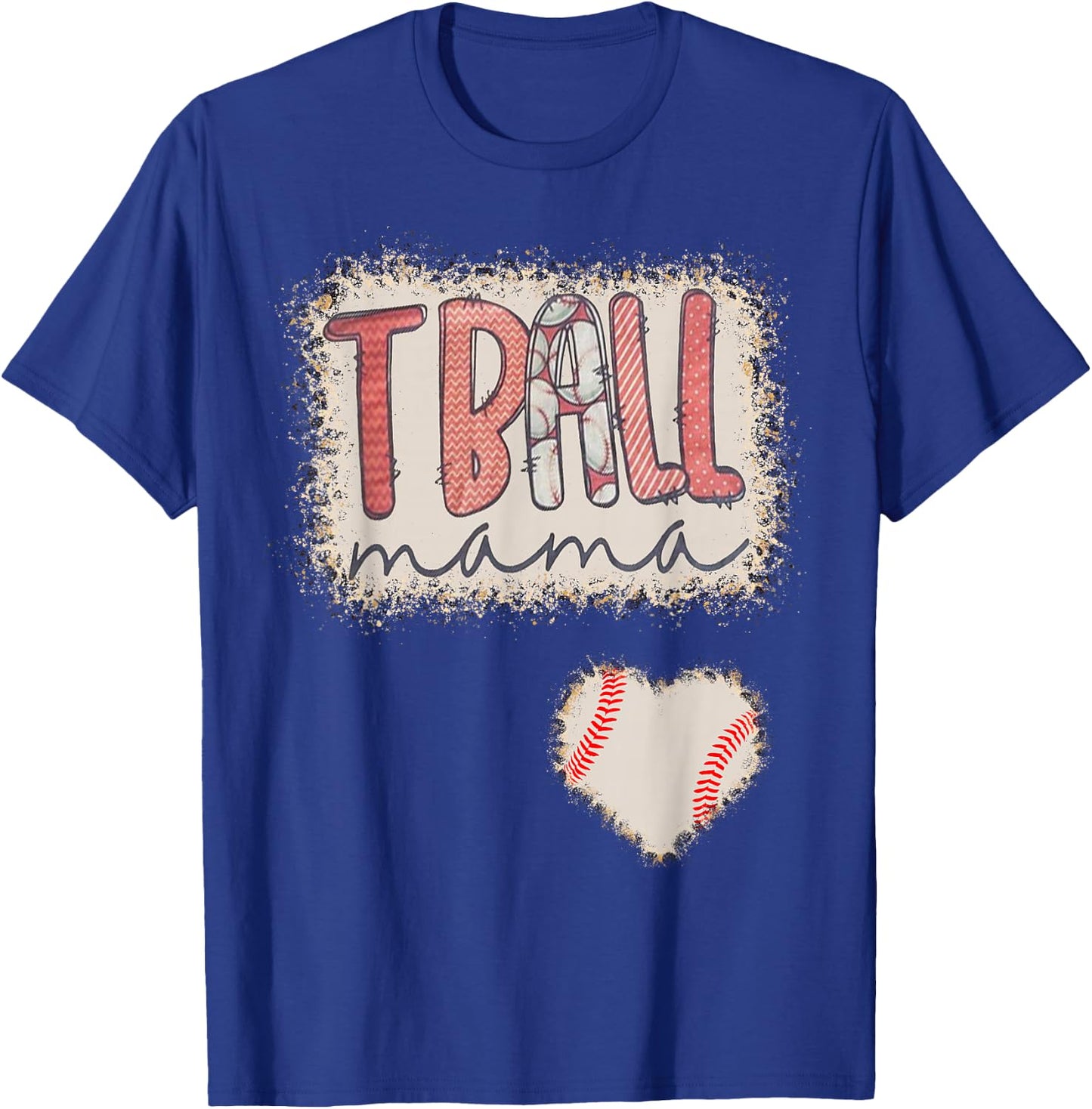 Tball Mama Leopard Bleached Tball Heart Women T-Shirt - T-Shirt | Royal