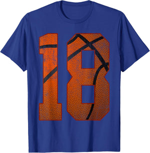 18th Birthday Party Eighteen 18 Year Old Basketball Bday Boy T-Shirt - T-Shirt | Royal