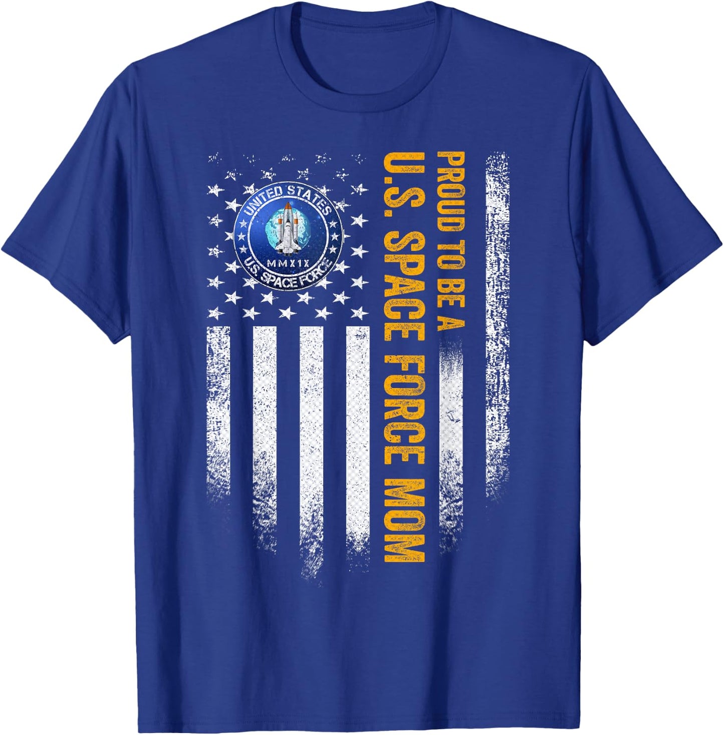 Vintage USA American Flag Proud to Be A US Space Force Mom T-Shirt - T-Shirt | Royal