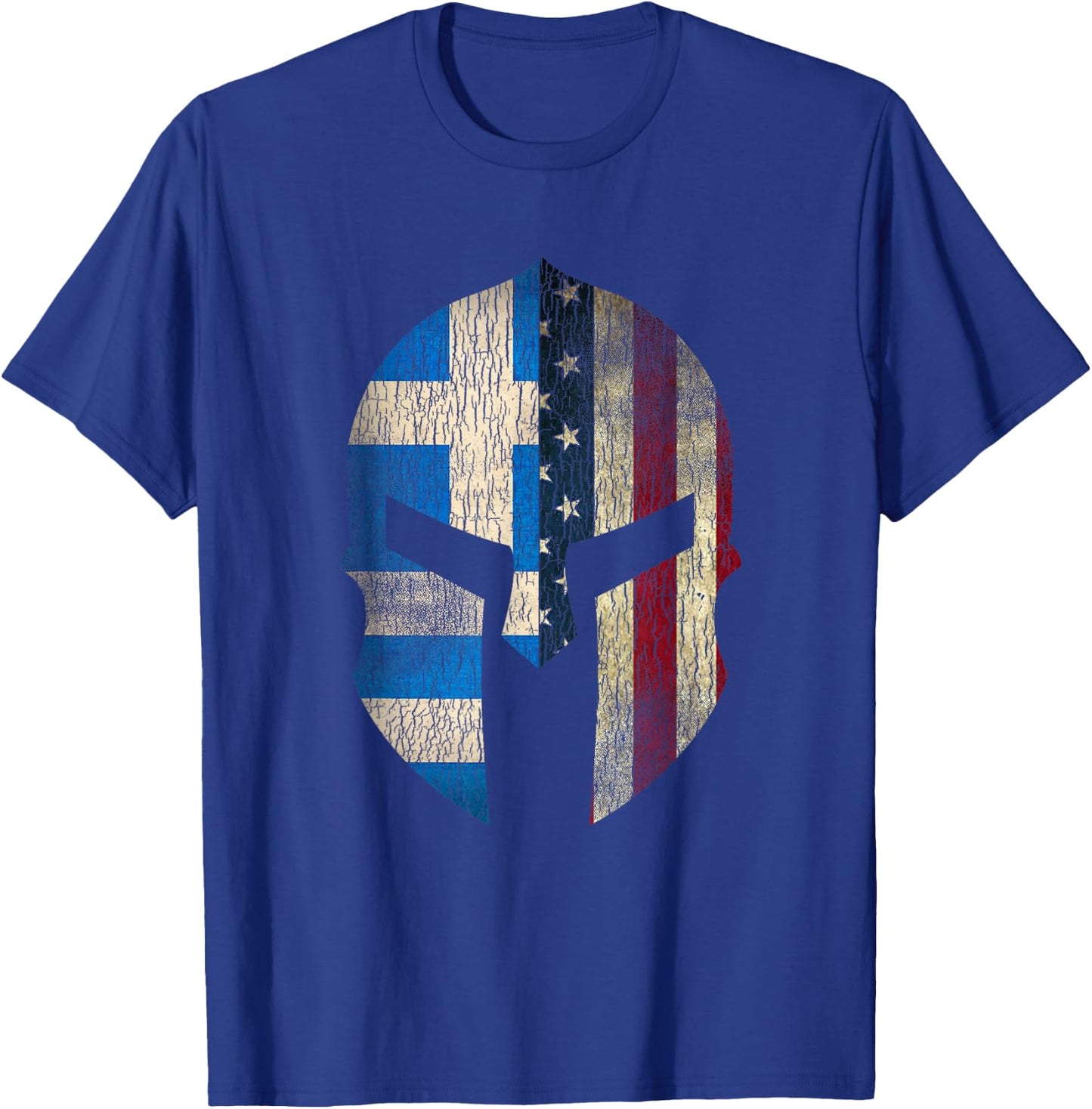 Greek American Pride - Greece Spartan Helmet T-Shirt - T-Shirt | Royal