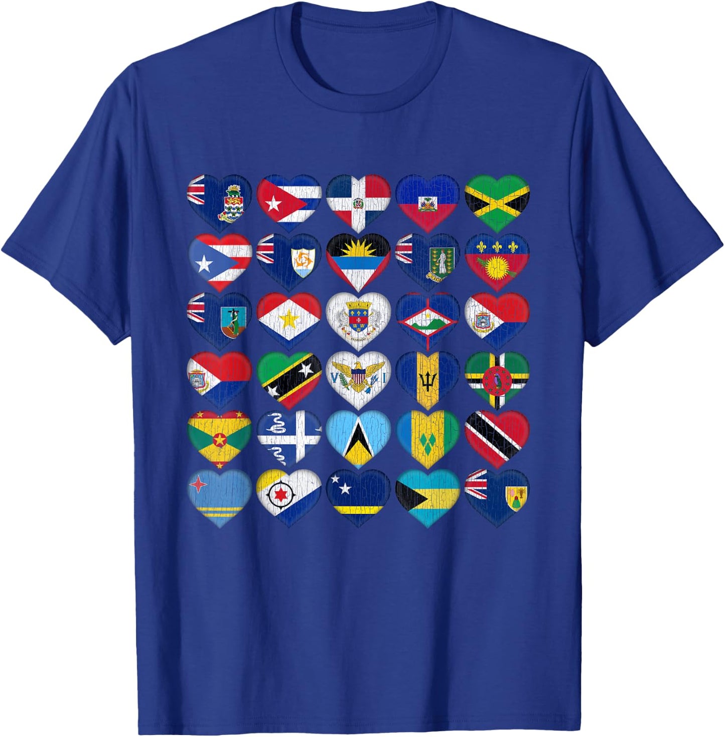 Caribbean Islands Tropical Weathered Flags Travel Souvenir T-Shirt - T-Shirt | Royal
