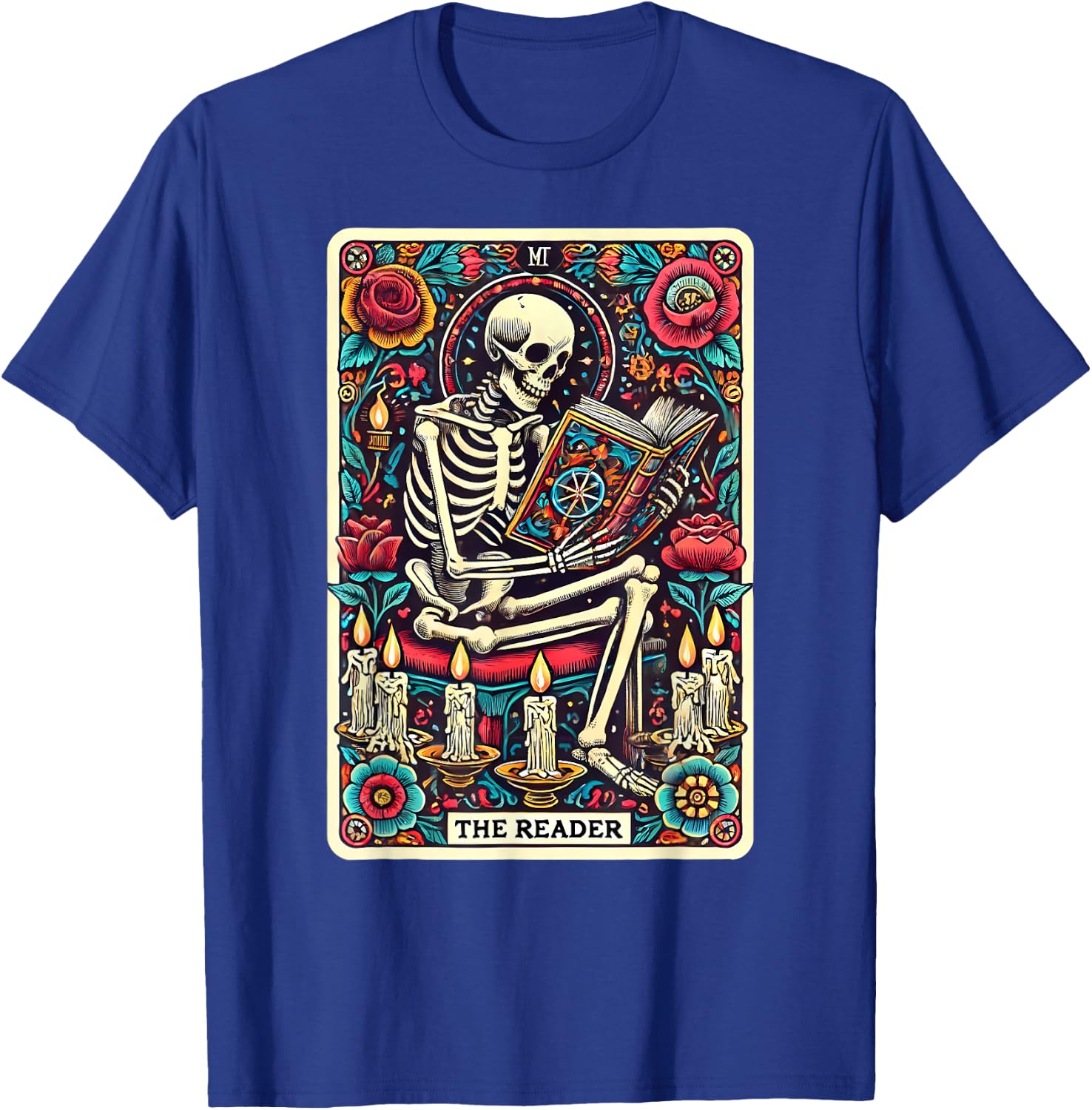 The Reader Book Lover Skeleton Tarot Card Reading Readers T-Shirt - T-Shirt | Royal
