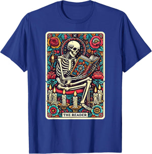 The Reader Book Lover Skeleton Tarot Card Reading Readers T-Shirt - T-Shirt | Royal