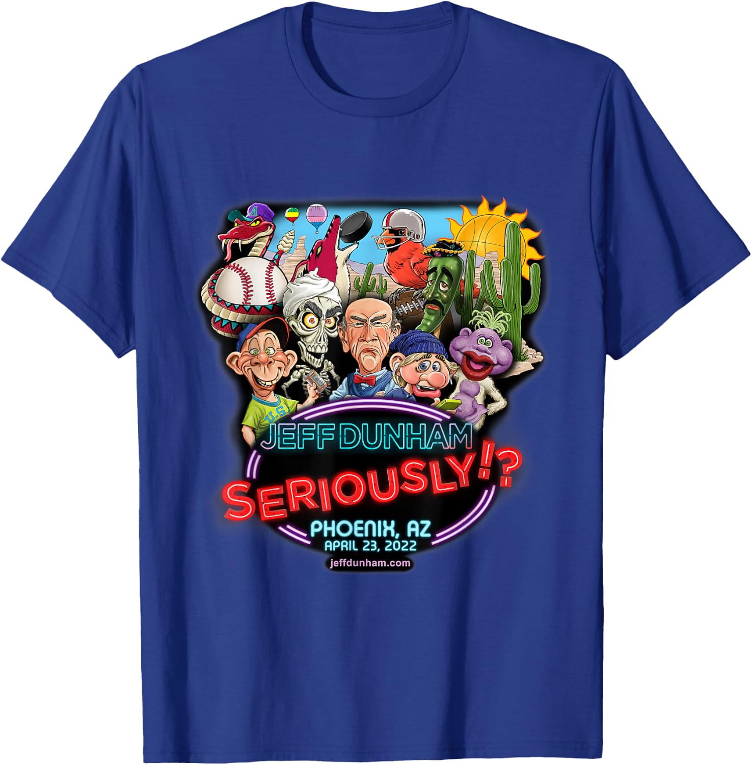 Jeff Dunham Phoenix, AZ (2022) T-Shirt - T-Shirt | Royal
