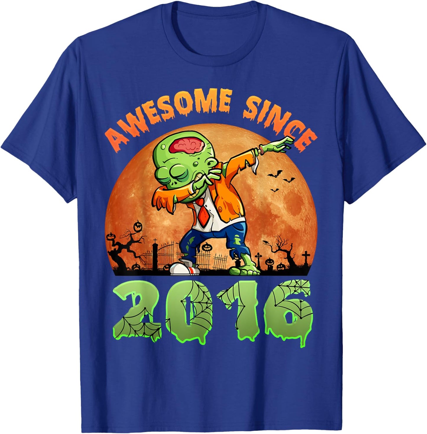 8th Birthday Halloween 8 Years Old Zombie Awesome Since 2016 T-Shirt - T-Shirt | Royal