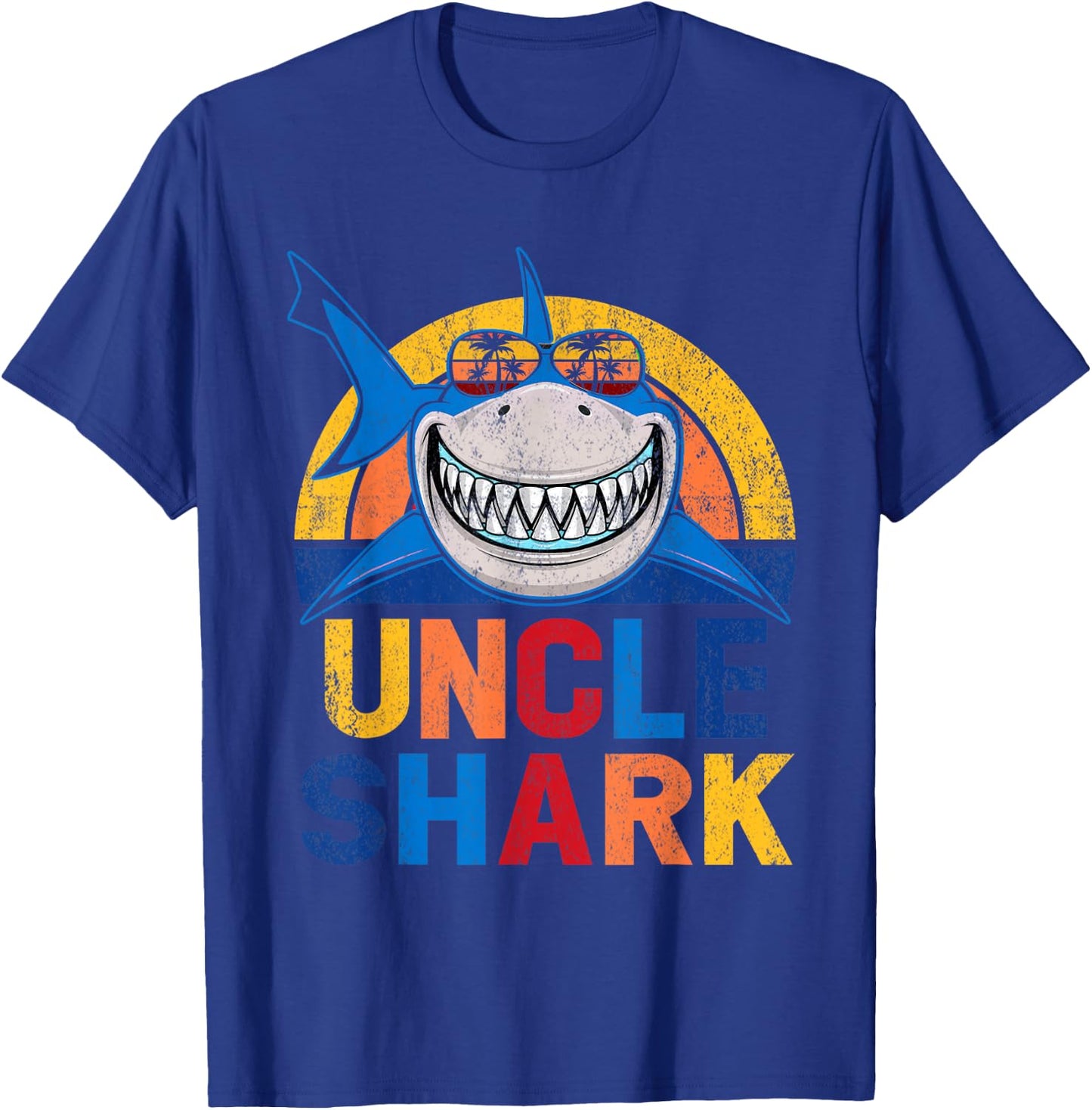 Uncle Shark Retro Pajamas Father Day Uncle Shark T-Shirt - T-Shirt | Royal