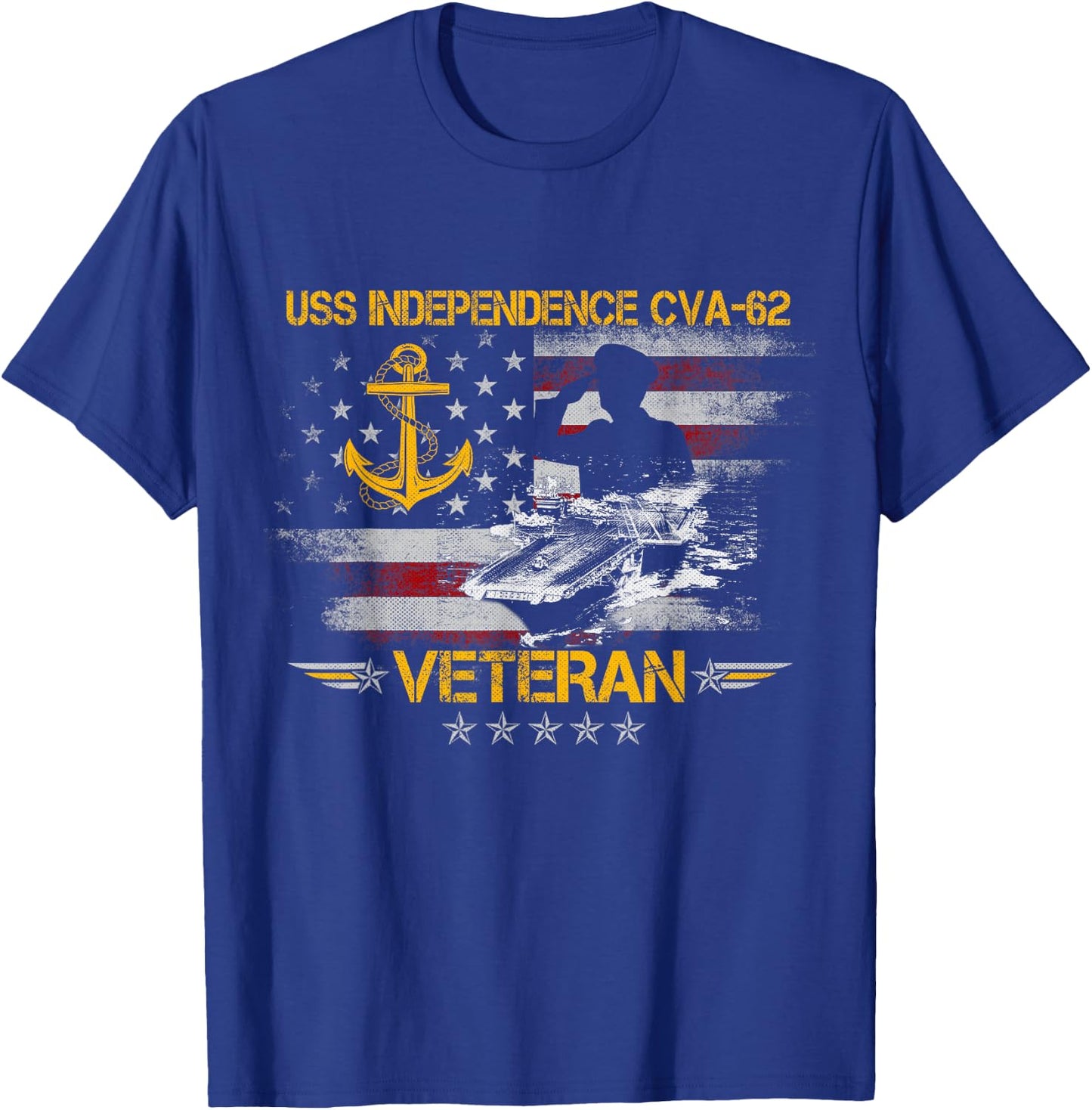 USS Independence CV-62 Aircraft Carrier Veteran FlagVintage T-Shirt - T-Shirt | Royal