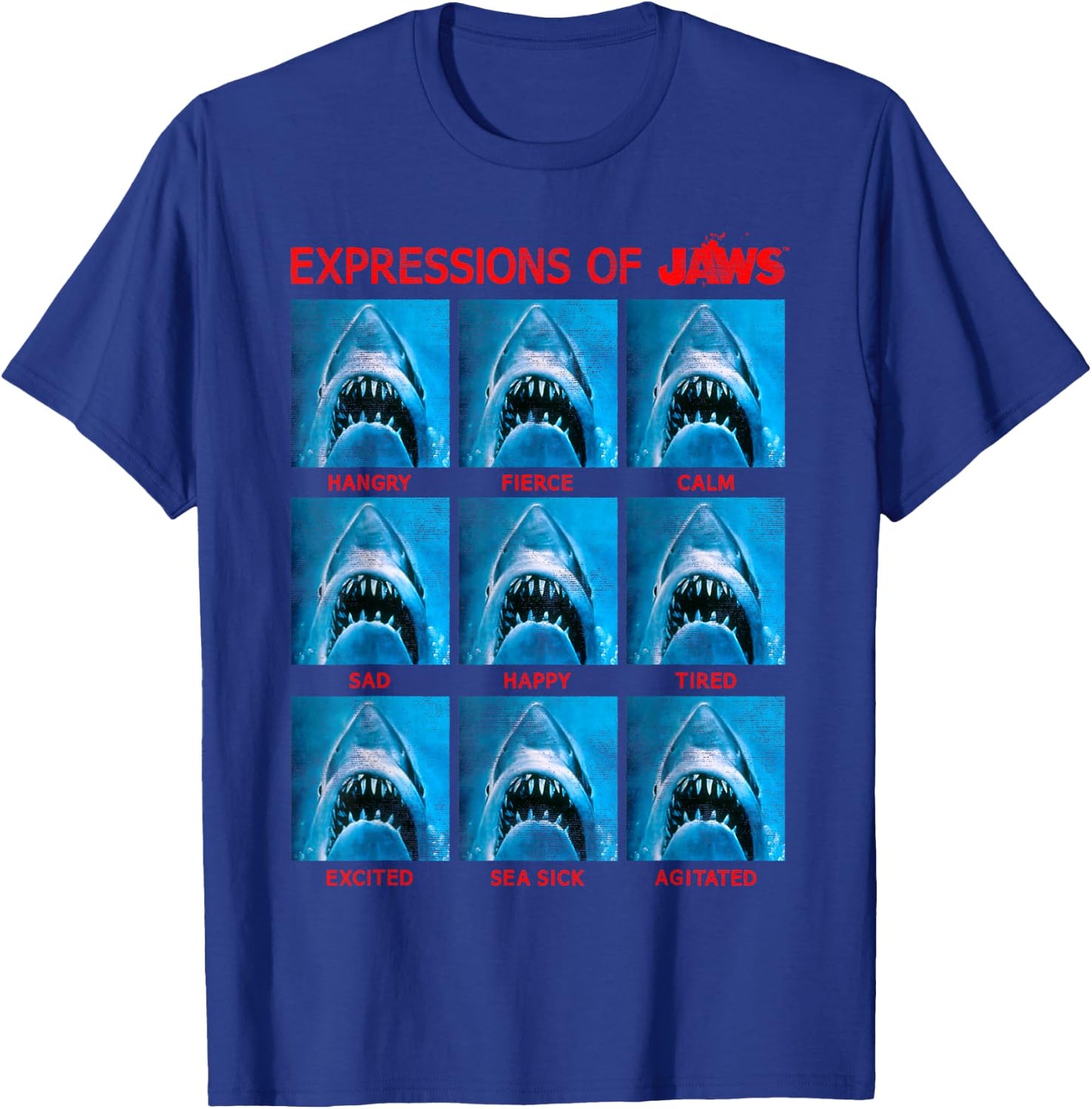 Jaws The Expressions of Jaws Photo Grid Panel Small T-Shirt - T-Shirt | Royal