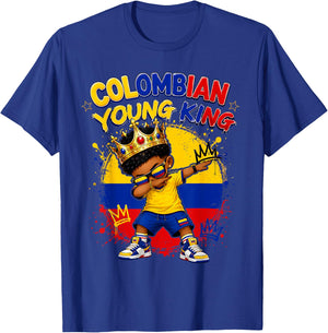 King Colombia Flag Melanin Pride Roots Black Boys Youth Kids T-Shirt - T-Shirt | Royal