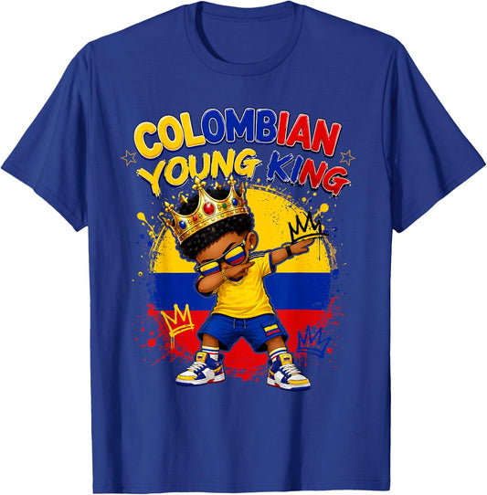 King Colombia Flag Melanin Pride Roots Black Boys Youth Kids T-Shirt - T-Shirt | Royal