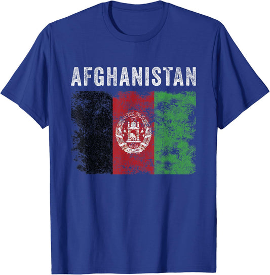 Afghanistan Flag Distressed - Men Women Kids - Afghan Flag T-Shirt - T-Shirt | Royal