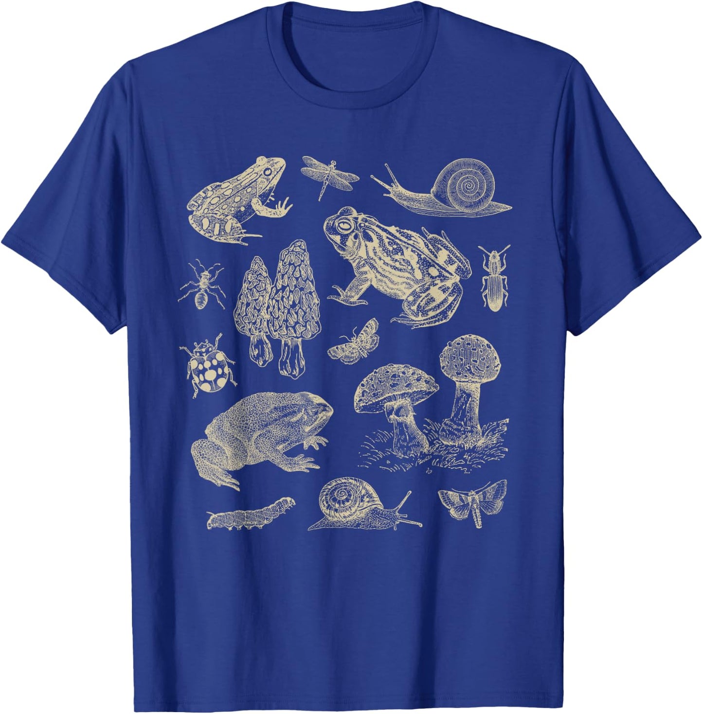 Frog Mushroom 90s Vintage Dark Academia Aesthetic Biology T-Shirt - T-Shirt | Royal