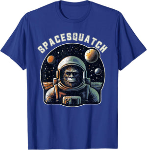 Spacesquatch Retro Bigfoot Astronaut in Space Cosmic T-Shirt - T-Shirt | Royal