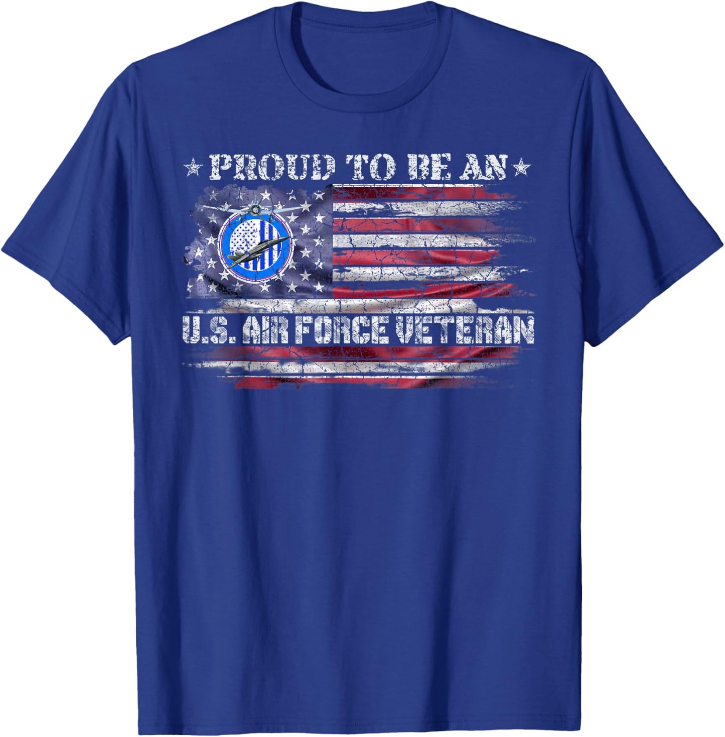 Vintage USA American Flag Proud To Be An Air Force Veteran T-Shirt - T-Shirt | Royal