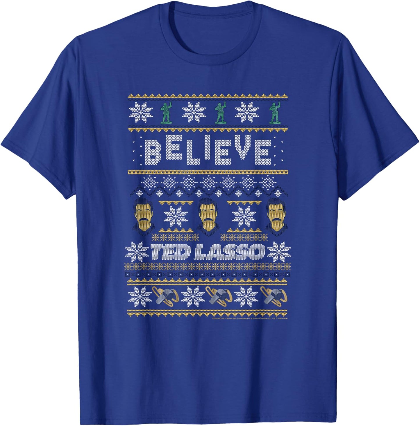 Ted Lasso Christmas Believe Ted Lasso Ugly Sweater T-Shirt - T-Shirt | Royal