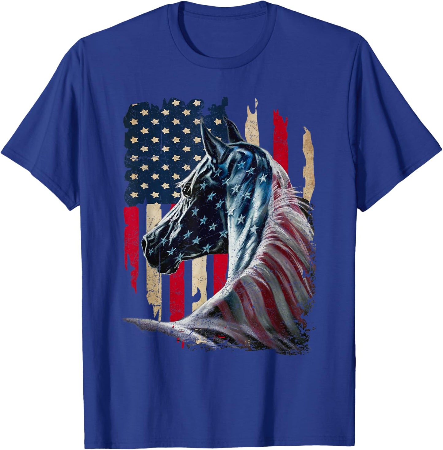 Patriotic Horse American Flag - Horse Vintage Small T-Shirt - T-Shirt | Royal