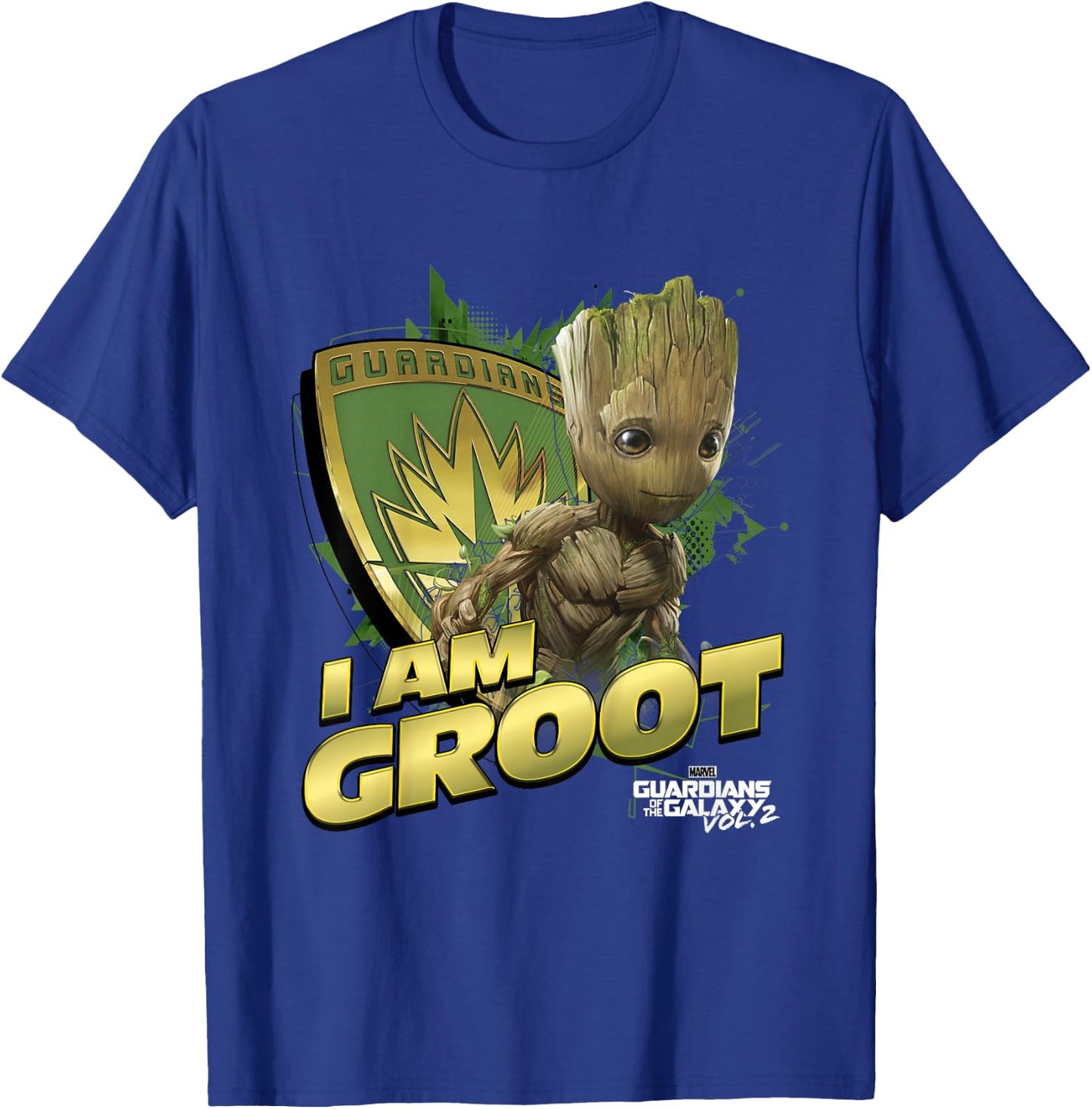Kids Marvel Guardians Vol.2 I AM Groot Shield Splash Kids T-Shirt - T-Shirt | Royal