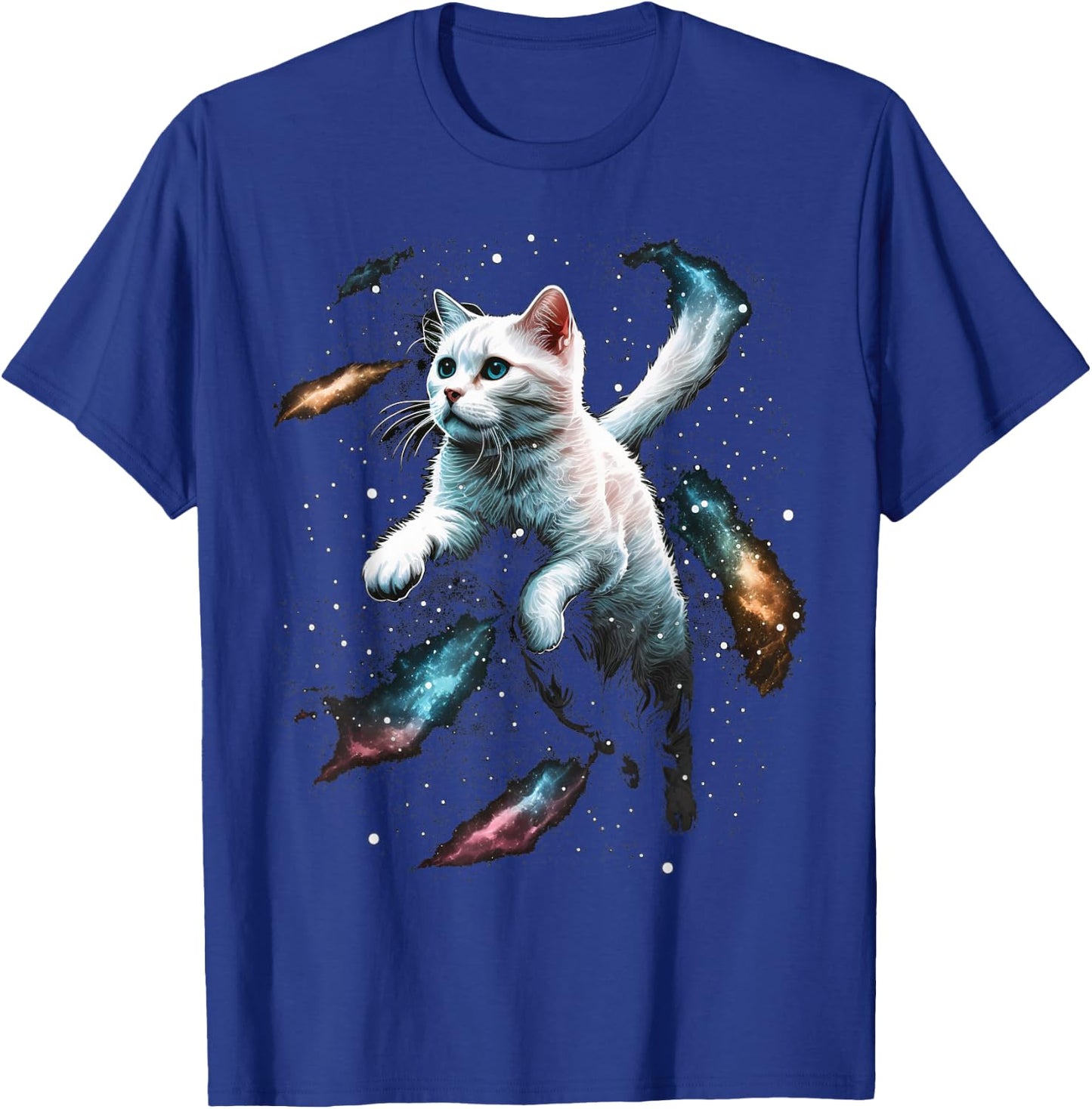 Astronaut Cat or Funny Space Cat on Galaxy Cat Lover Men Women Kids T-Shirt - T-Shirt | Royal