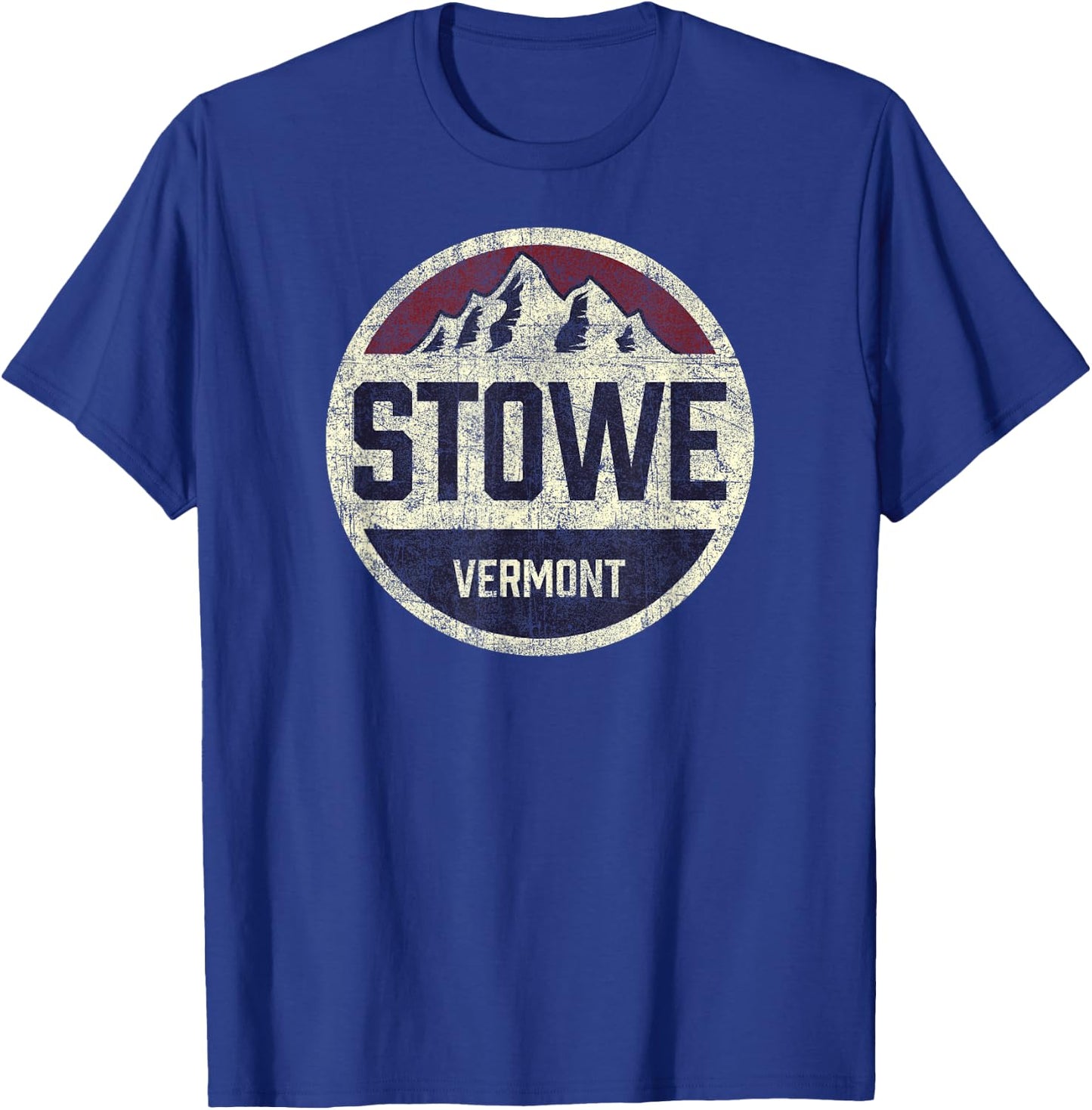 Vintage Retro Stowe Vermont Mountain Circle Ski T-Shirt - T-Shirt | Royal